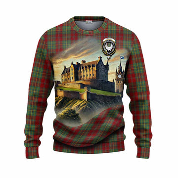 Leask Tartan Family Crest Knitted Sweater with Scottish Ancient Castle Style