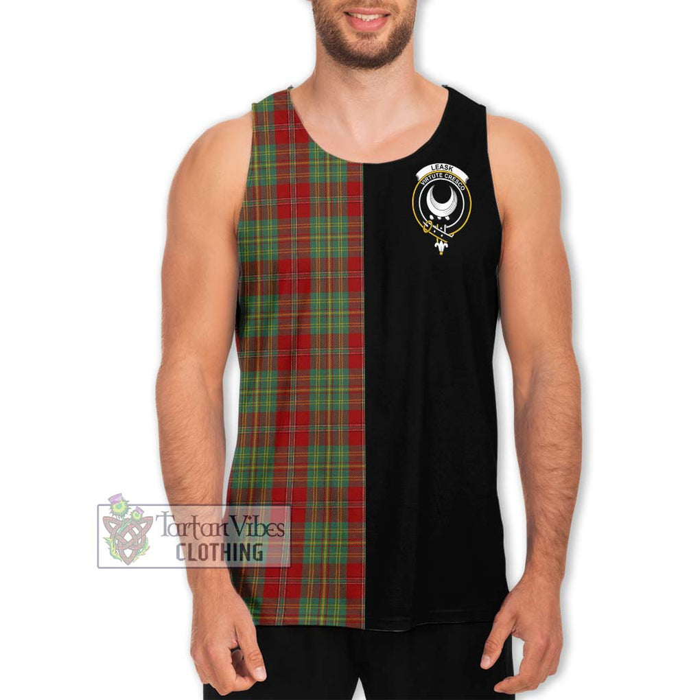 Leask Tartan Men's Tank Top with Family Crest and Half Of Me Style Men - Tartanvibesclothing Shop