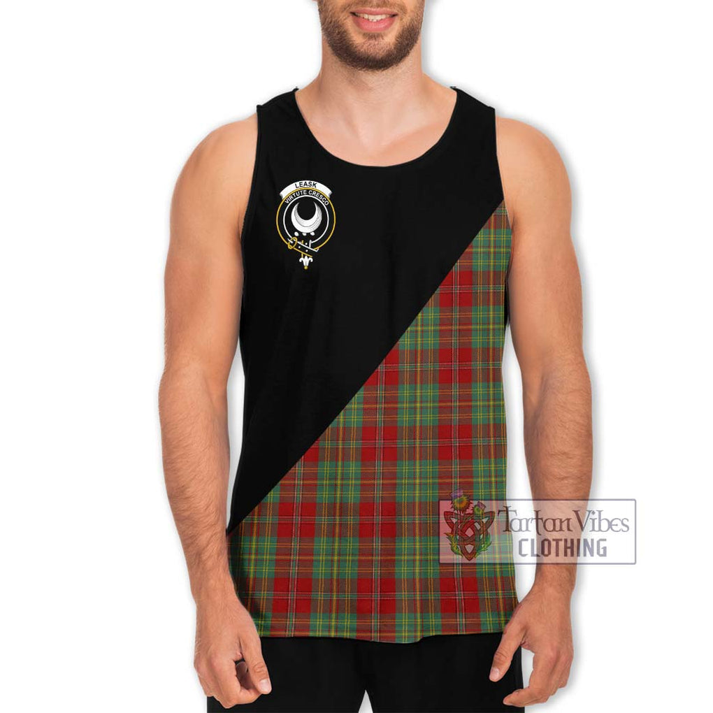 Leask Tartan Men's Tank Top with Family Crest and Military Logo Style Men - Tartanvibesclothing Shop