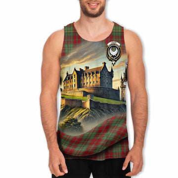 Leask Tartan Family Crest Men's Tank Top with Scottish Ancient Castle Style