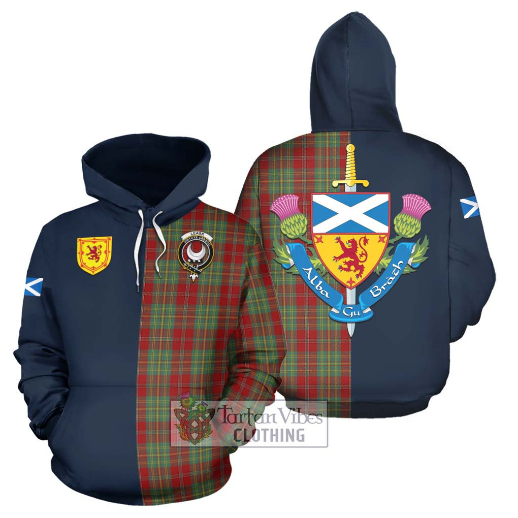 Tartan Vibes Clothing Leask Tartan Hoodie with Scottish Lion Royal Arm Half Style