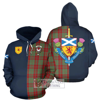 Leask Tartan Hoodie Alba with Scottish Lion Royal Arm Half Style