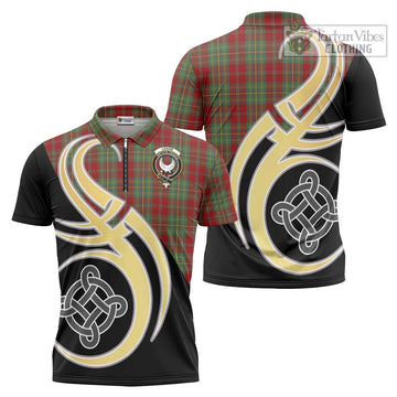 Tartan Vibes Clothing Leask Tartan Zipper Polo Shirt with Family Crest and Celtic Symbol Style