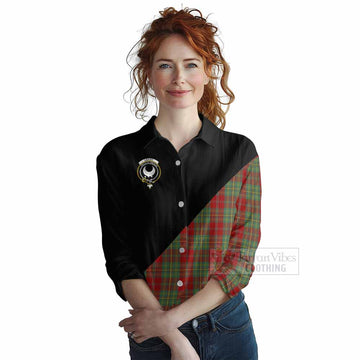 Tartan Vibes Clothing Leask Tartan Women's Casual Shirt with Family Crest and Military Logo Style