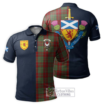 Leask Tartan Polo Shirt Alba with Scottish Lion Royal Arm Half Style