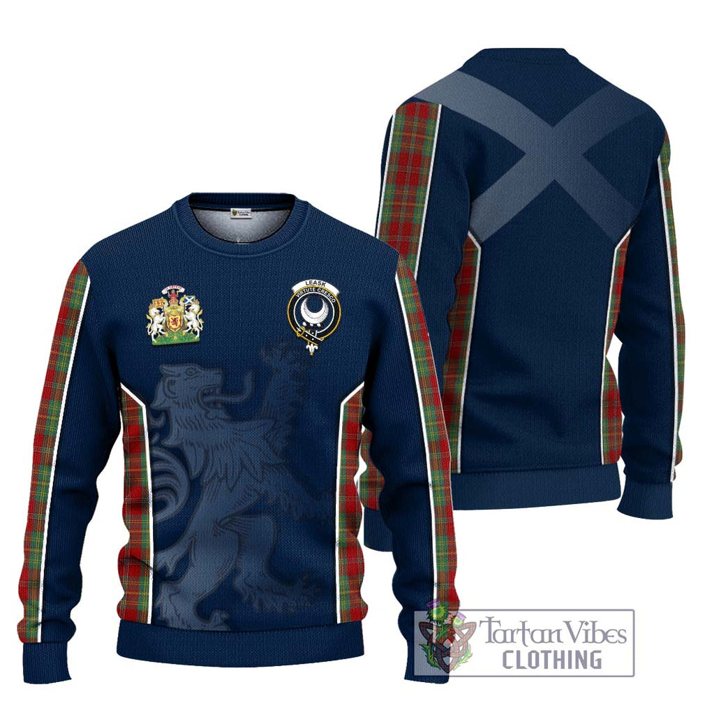 Leask Tartan Knitted Sweater with Family Crest and Lion Rampant Vibes Sport Style Unisex - Tartan Vibes Clothing