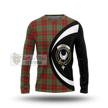 Leask Tartan Long Sleeve T-Shirt with Family Crest Circle Style