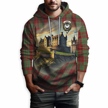 Leask Tartan Family Crest Hoodie with Scottish Ancient Castle Style
