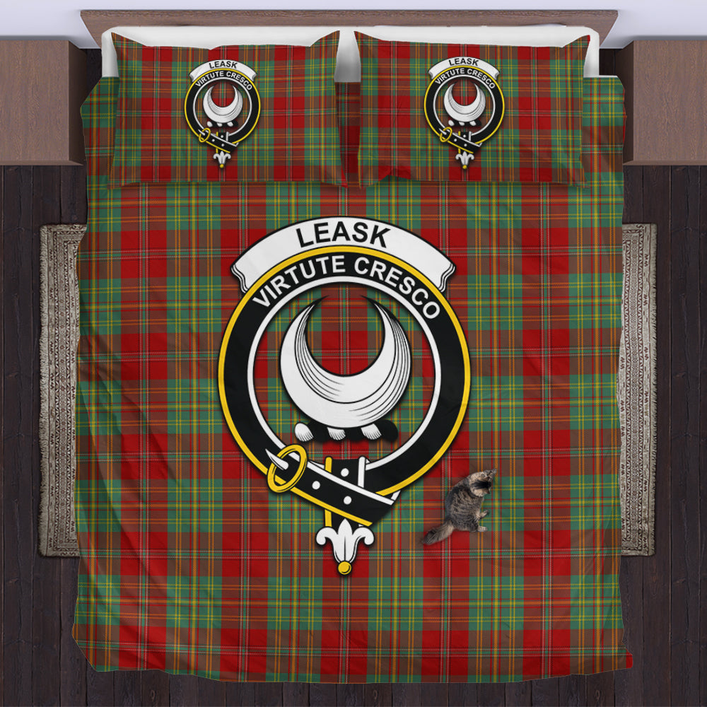 Leask Tartan Bedding Set with Family Crest UK Bedding Set - Tartan Vibes Clothing