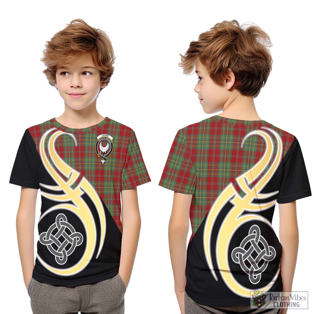 Leask Tartan Kid T-Shirt with Family Crest and Celtic Symbol Style Youth XL Size14 - Tartan Vibes Clothing