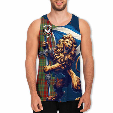 Tartan Vibes Clothing Leask Tartan Family Crest Men's Tank Top with Scottish Majestic Lion