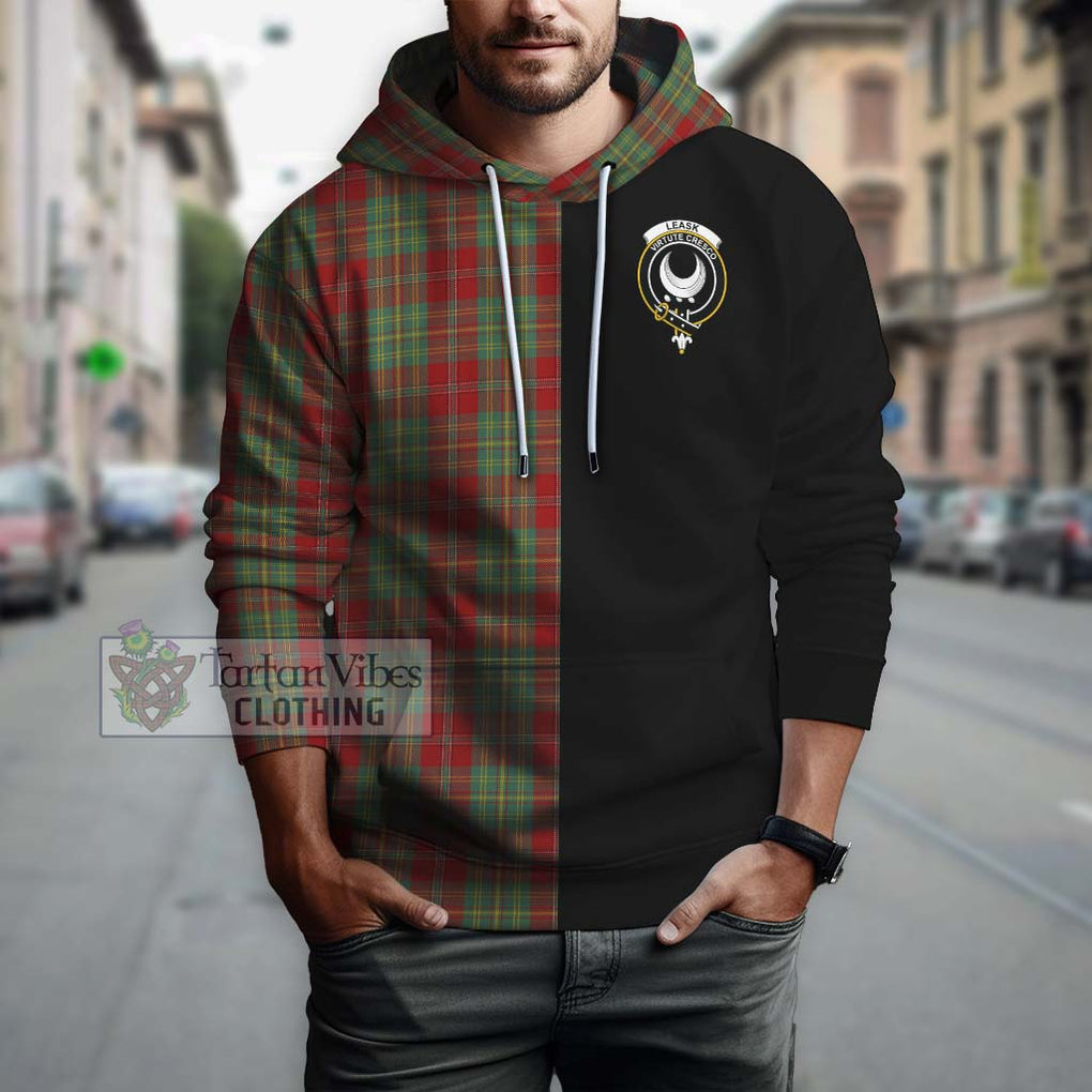 Leask Tartan Hoodie with Family Crest and Half Of Me Style Zip Hoodie - Tartanvibesclothing Shop