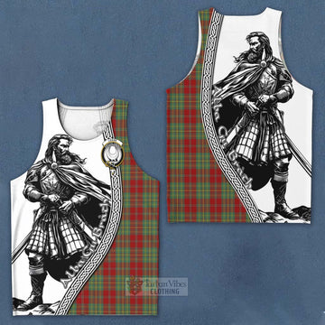 Tartan Vibes Clothing Leask Tartan Clan Crest Men's Tank Top with Highlander Warrior Celtic Style