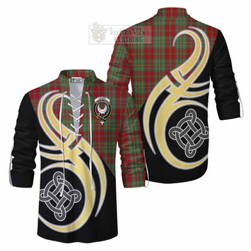 Tartan Vibes Clothing Leask Tartan Ghillie Kilt Shirt with Family Crest and Celtic Symbol Style