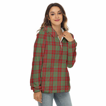 Leask Tartan Women's Borg Fleece Hoodie with Half Zip