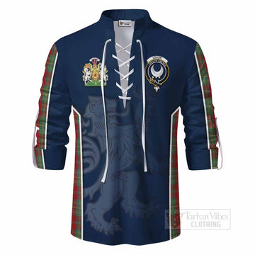 Tartan Vibes Clothing Leask Tartan Ghillie Kilt Shirt with Family Crest and Lion Rampant Vibes Sport Style