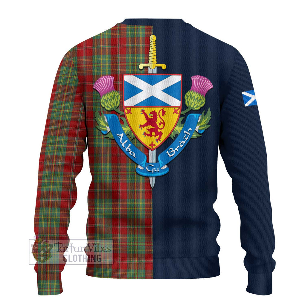 Tartan Vibes Clothing Leask Tartan Knitted Sweater with Scottish Lion Royal Arm Half Style