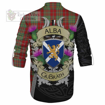 Tartan Vibes Clothing Leask Tartan Family Crest Ghillie Kilt Shirt Lion Rampant Royal Thistle Shield Celtic Inspired