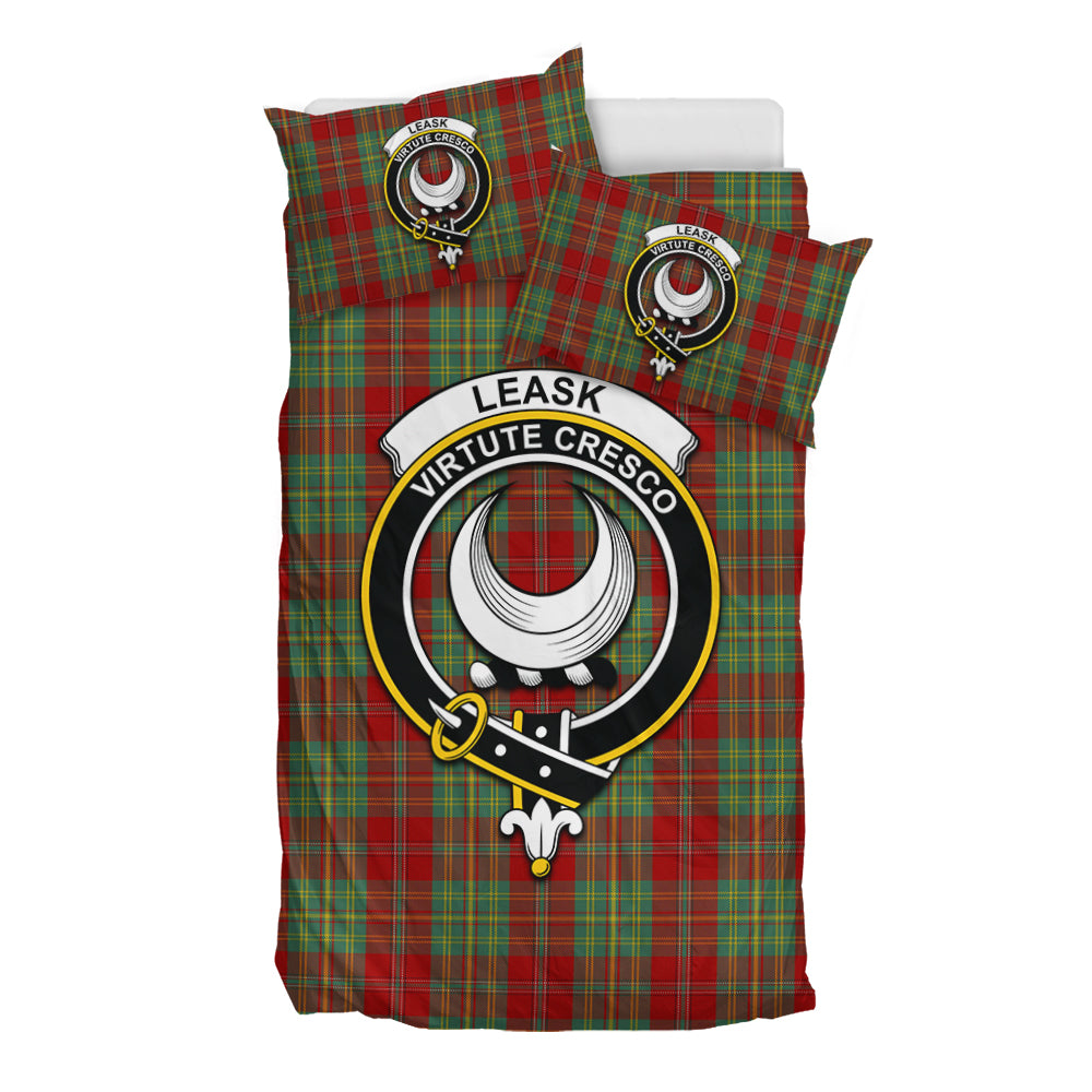 Leask Tartan Bedding Set with Family Crest - Tartan Vibes Clothing
