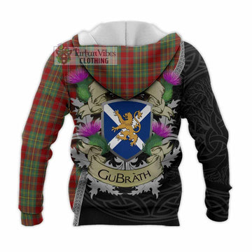 Leask Tartan Family Crest Knitted Hoodie Lion Rampant Royal Thistle Shield Celtic Inspired