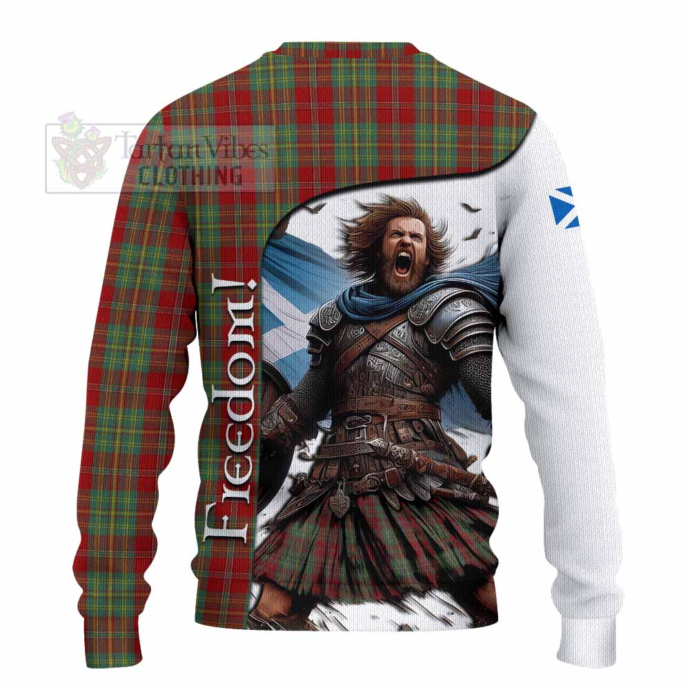 Tartan Vibes Clothing Leask Crest Tartan Knitted Sweater Inspired by the Freedom of Scottish Warrior
