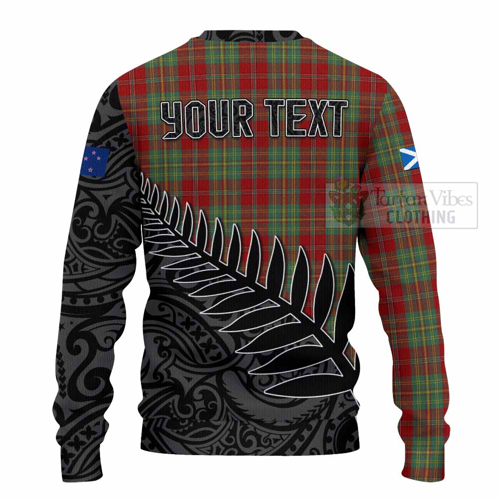 Tartan Vibes Clothing Leask Crest Tartan Knitted Sweater with New Zealand Silver Fern Half Style