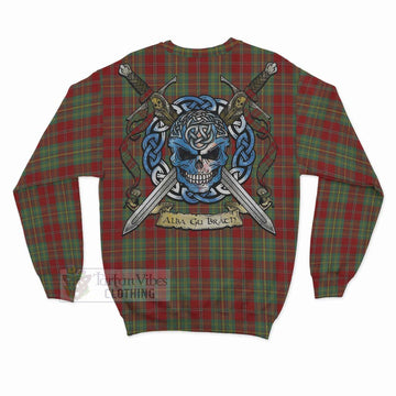 Tartan Vibes Clothing Leask Tartan Sweatshirt with Family Crest Celtic Skull Style