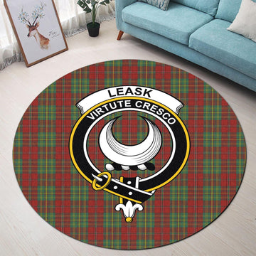 Leask Tartan Round Rug with Family Crest