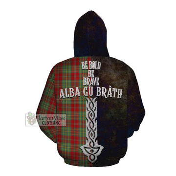 Leask Tartan Family Crest Cotton Hoodie Alba Gu Brath Be Brave Lion Ancient Style