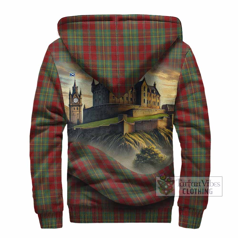 Tartan Vibes Clothing Leask Tartan Family Crest Sherpa Hoodie with Scottish Ancient Castle Style
