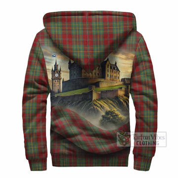 Tartan Vibes Clothing Leask Tartan Family Crest Sherpa Hoodie with Scottish Ancient Castle Style