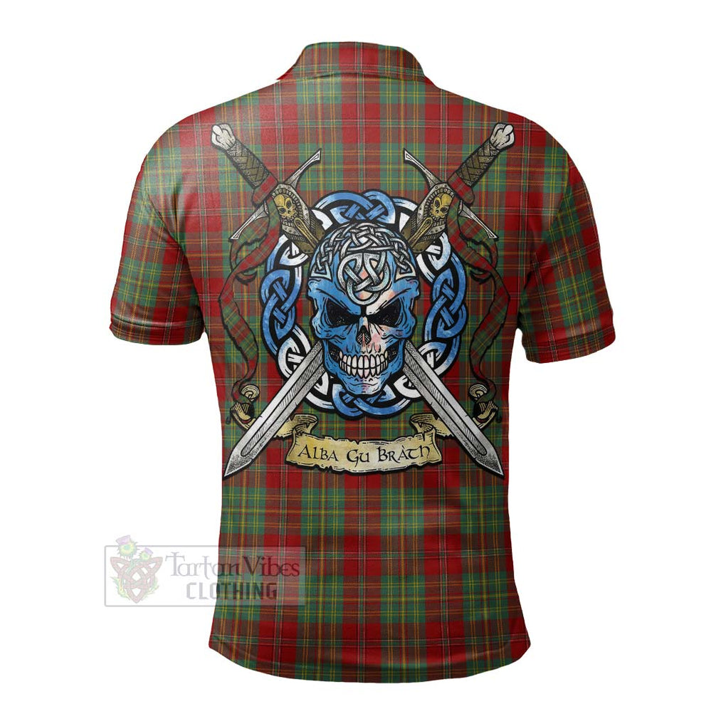 Tartan Vibes Clothing Leask Tartan Polo Shirt with Family Crest Celtic Skull Style