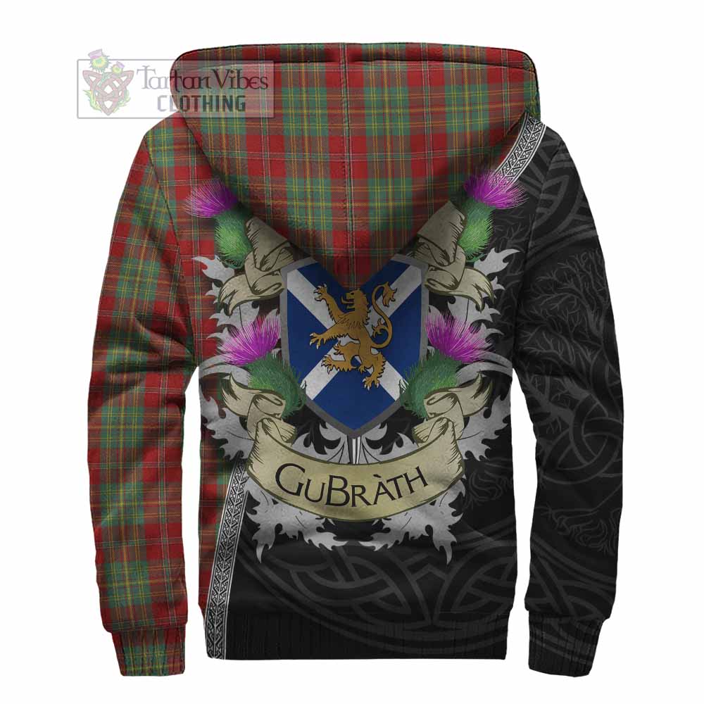 Tartan Vibes Clothing Leask Tartan Family Crest Sherpa Hoodie Lion Rampant Royal Thistle Shield Celtic Inspired