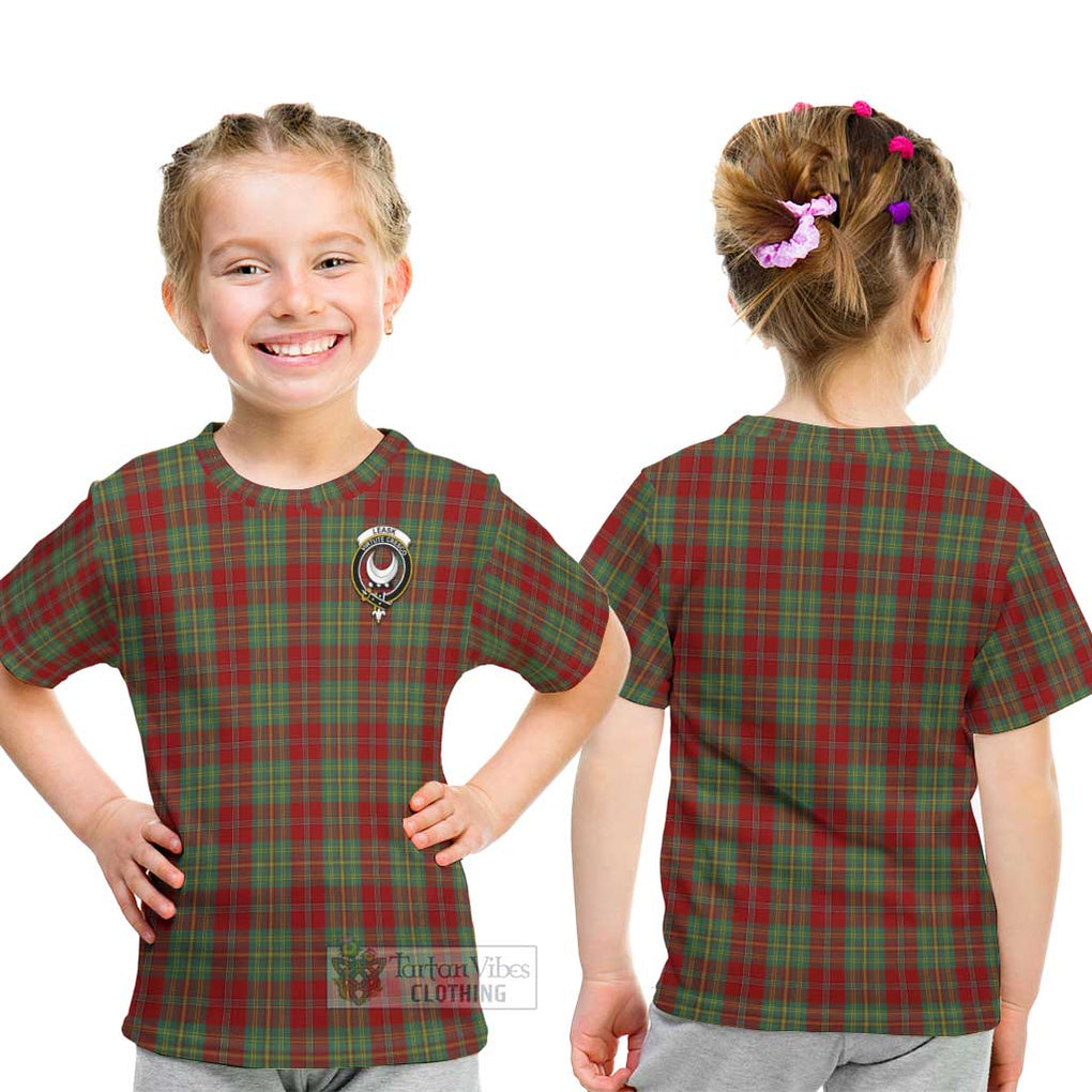 Leask Tartan Kid T-Shirt with Family Crest - Tartanvibesclothing Shop