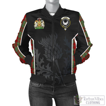 Leask Tartan Bomber Jacket with Family Crest and Scottish Thistle Vibes Sport Style