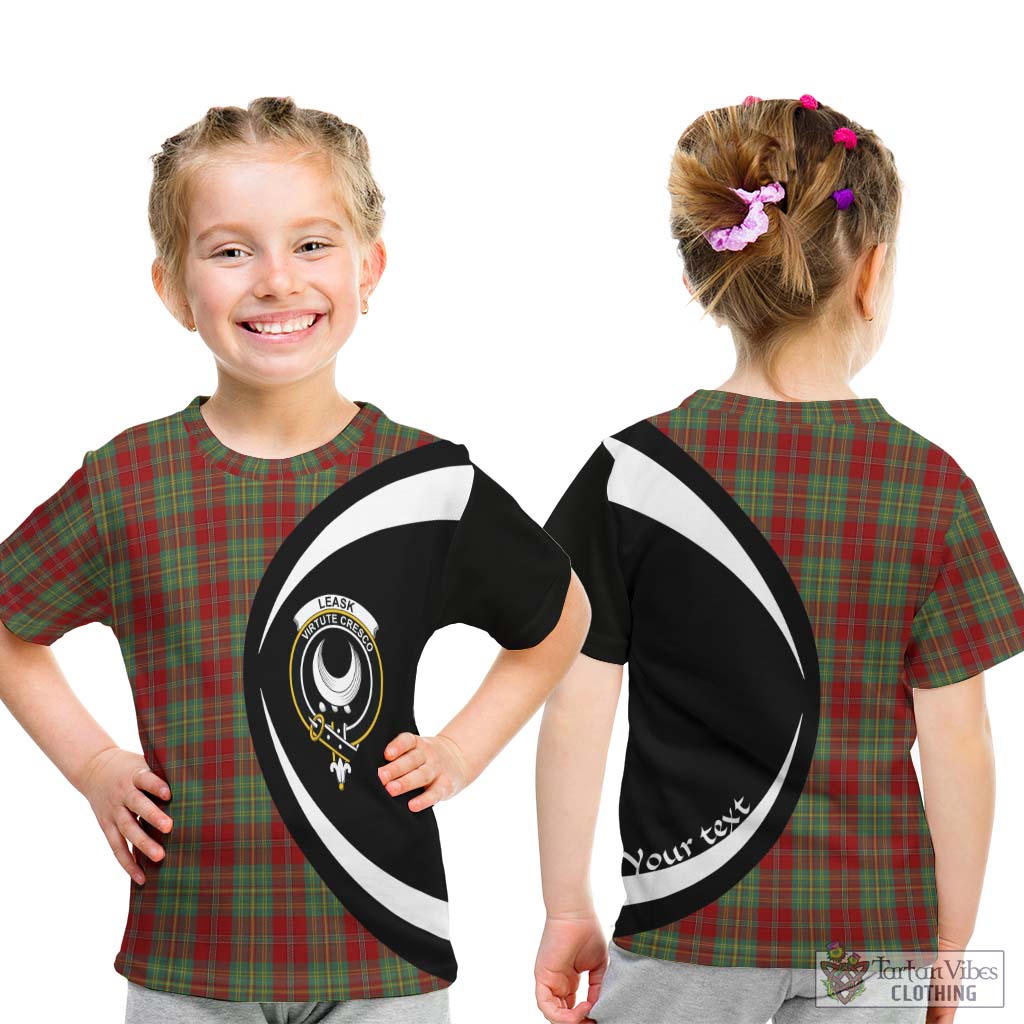 Leask Tartan Kid T-Shirt with Family Crest Circle Style - Tartan Vibes Clothing