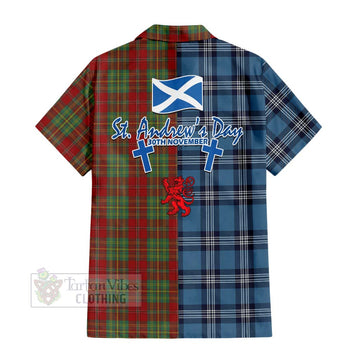 Leask Tartan Hawaiian Shirt Happy St. Andrew's Day Half Tartan Style