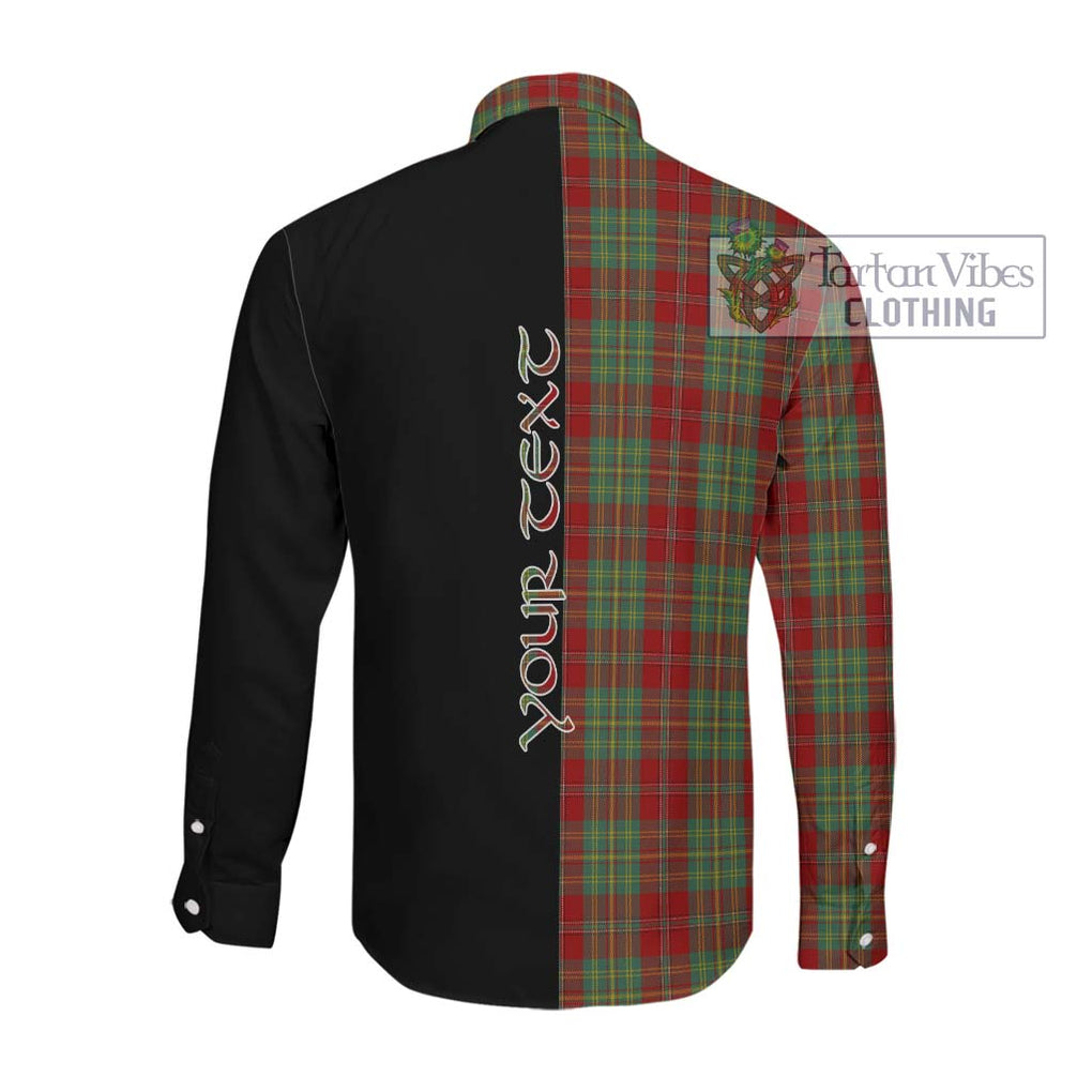 Leask Tartan Long Sleeve Button Shirt with Family Crest and Half Of Me Style Men's Shirt - Tartanvibesclothing Shop