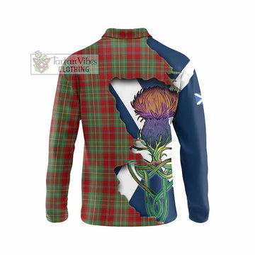 Tartan Vibes Clothing Leask Tartan Family Crest Long Sleeve Polo Shirt Scottish Thistle Celtic Inspired