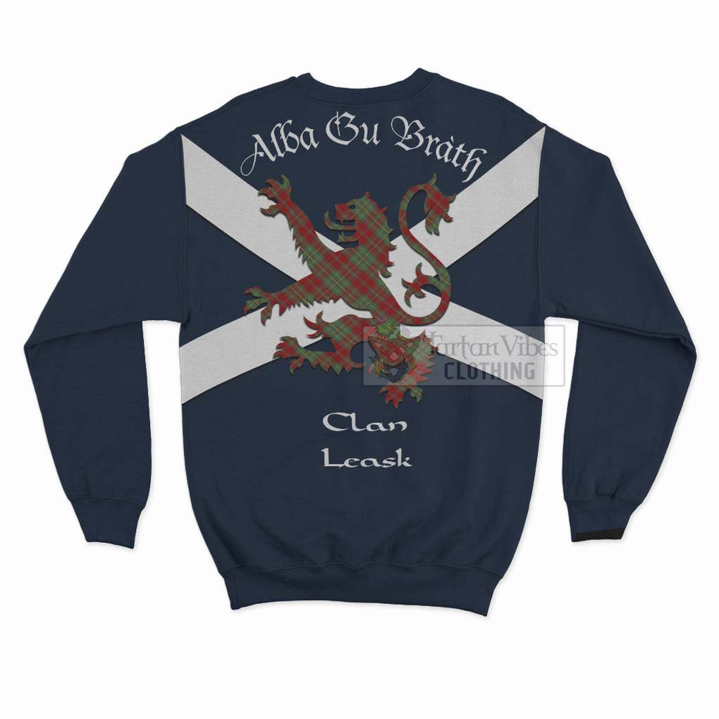 Tartan Vibes Clothing Leask Tartan Lion Rampant Sweatshirt – Proudly Display Your Heritage with Alba Gu Brath and Clan Name