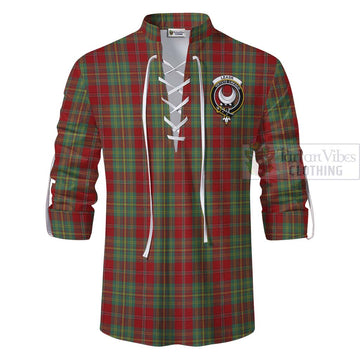 Tartan Vibes Clothing Leask Tartan Ghillie Kilt Shirt with Family Crest Celtic Skull Style