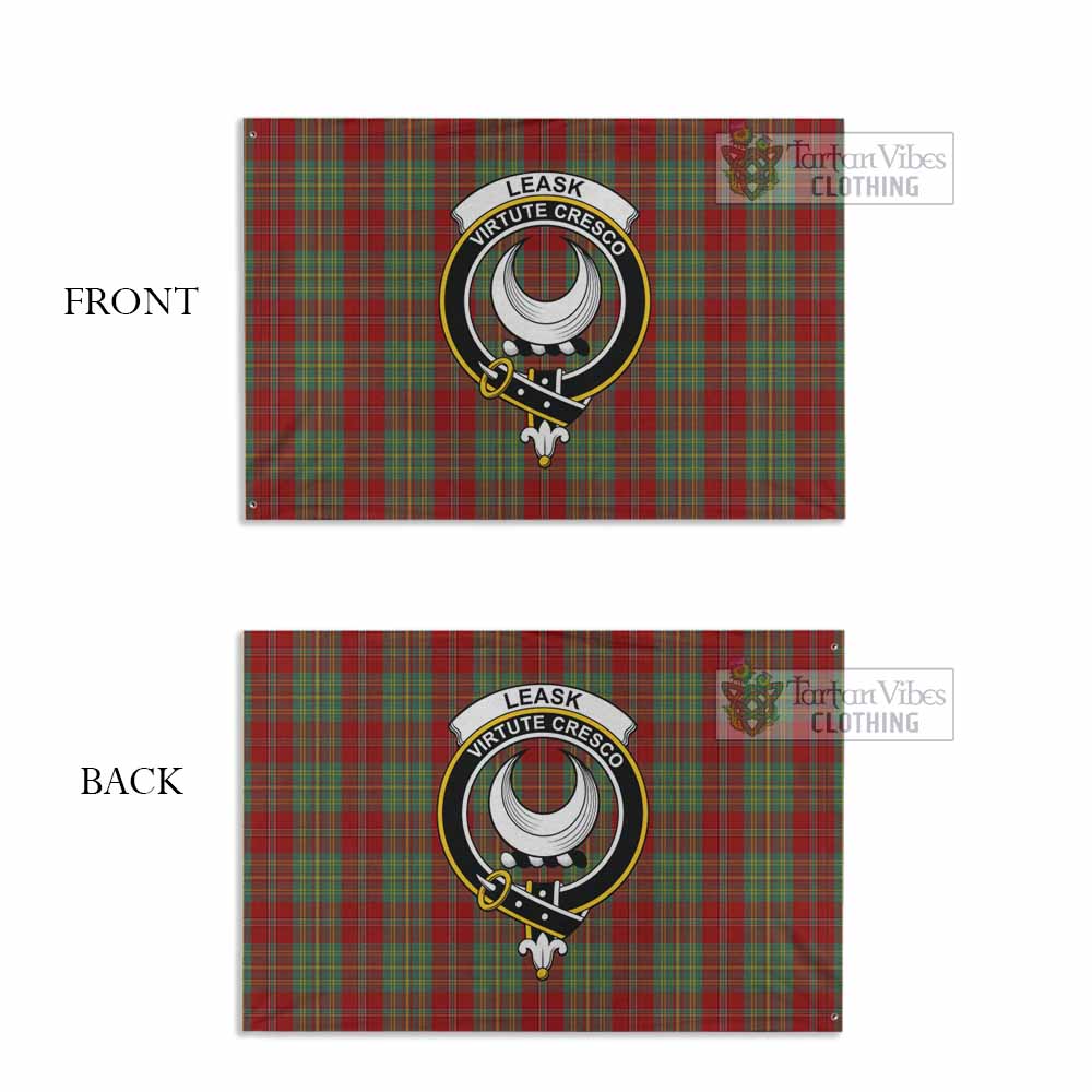 Tartan Vibes Clothing Leask Tartan House Flag with Family Crest
