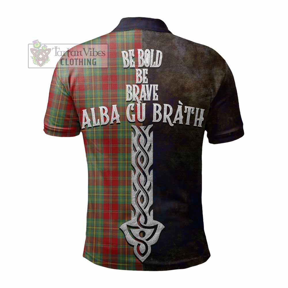 Tartan Vibes Clothing Leask Tartan Family Crest Polo Shirt Alba Gu Brath Be Brave Lion Ancient Style