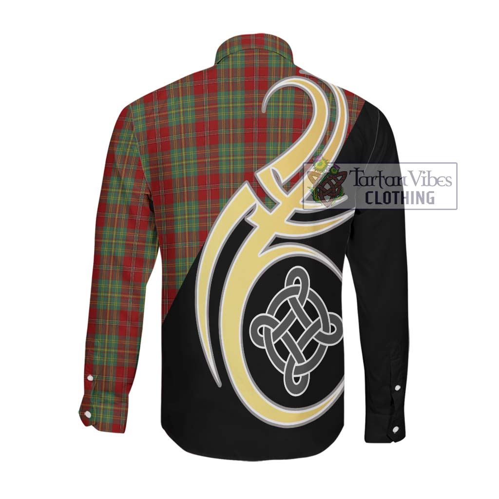 Leask Tartan Long Sleeve Button Shirt with Family Crest and Celtic Symbol Style Men's Shirt - Tartan Vibes Clothing