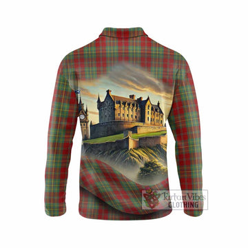 Tartan Vibes Clothing Leask Tartan Family Crest Long Sleeve Polo Shirt with Scottish Ancient Castle Style