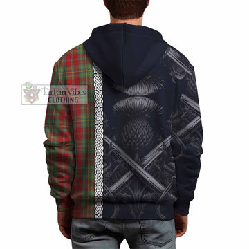 Leask Tartan Hoodie with Family Crest Cross Sword Thistle Celtic Vibes