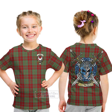 Tartan Vibes Clothing Leask Tartan Kid T-Shirt with Family Crest Celtic Skull Style
