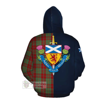 Leask Tartan Cotton Hoodie Alba with Scottish Lion Royal Arm Half Style