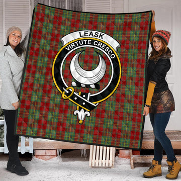 Leask Tartan Quilt with Family Crest