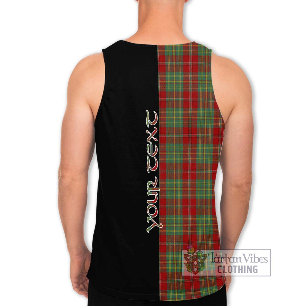 Leask Tartan Men's Tank Top with Family Crest and Half Of Me Style - Tartanvibesclothing Shop